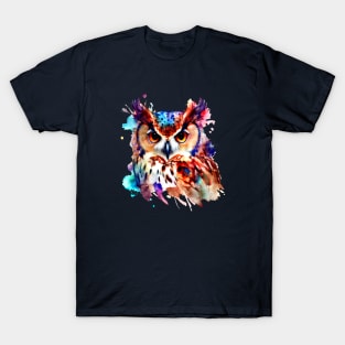 Owl Colourful Art | Watercolor Painting of the Owl T-Shirt